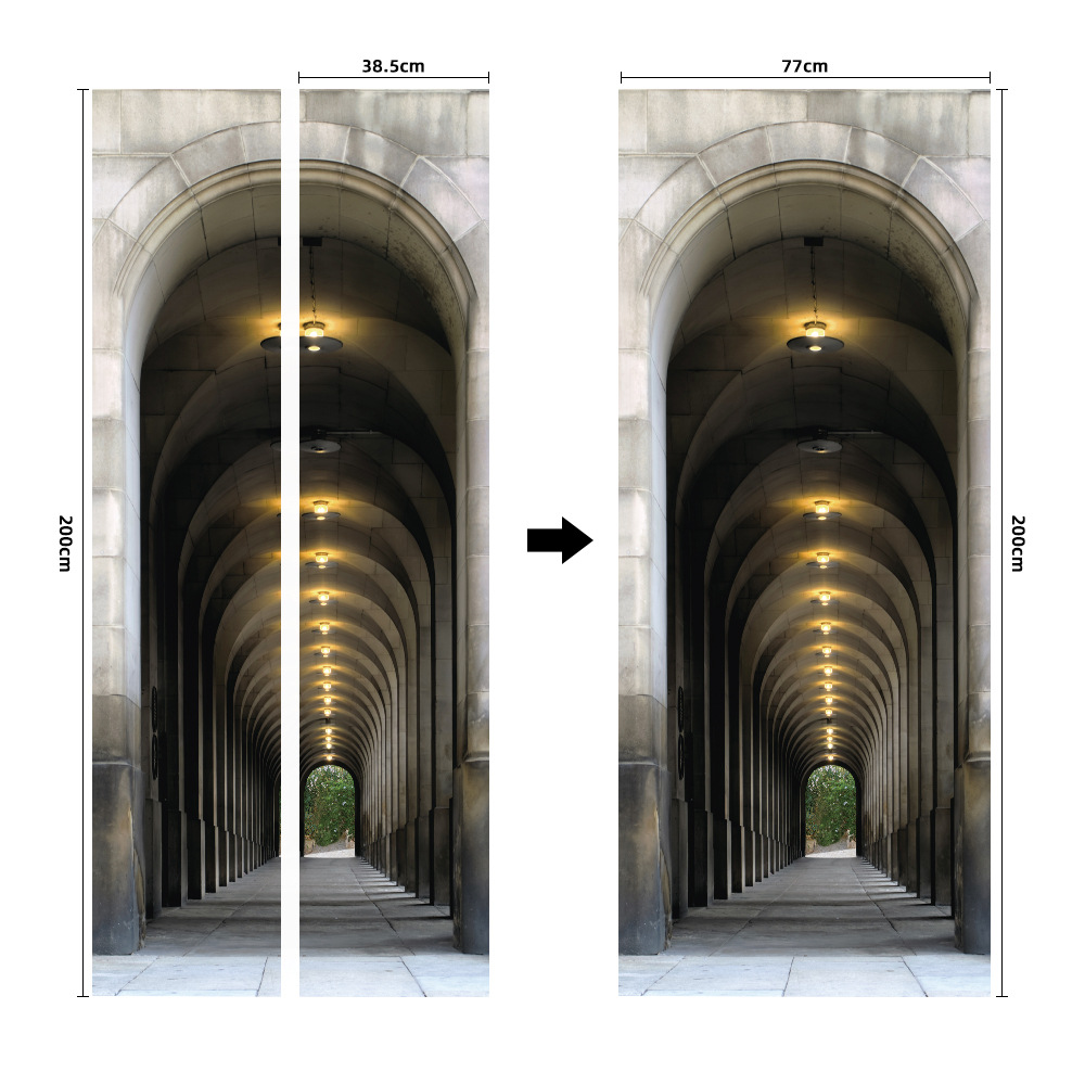 Pegatinas para puertas 3D respetuosas con el medio ambiente, autoadhesivos, fabricantes de origen al por mayor, patrones populares transfronterizos de alta definición, adhesivos para puertas impermeables, a prueba de aceite y antiincrustantes