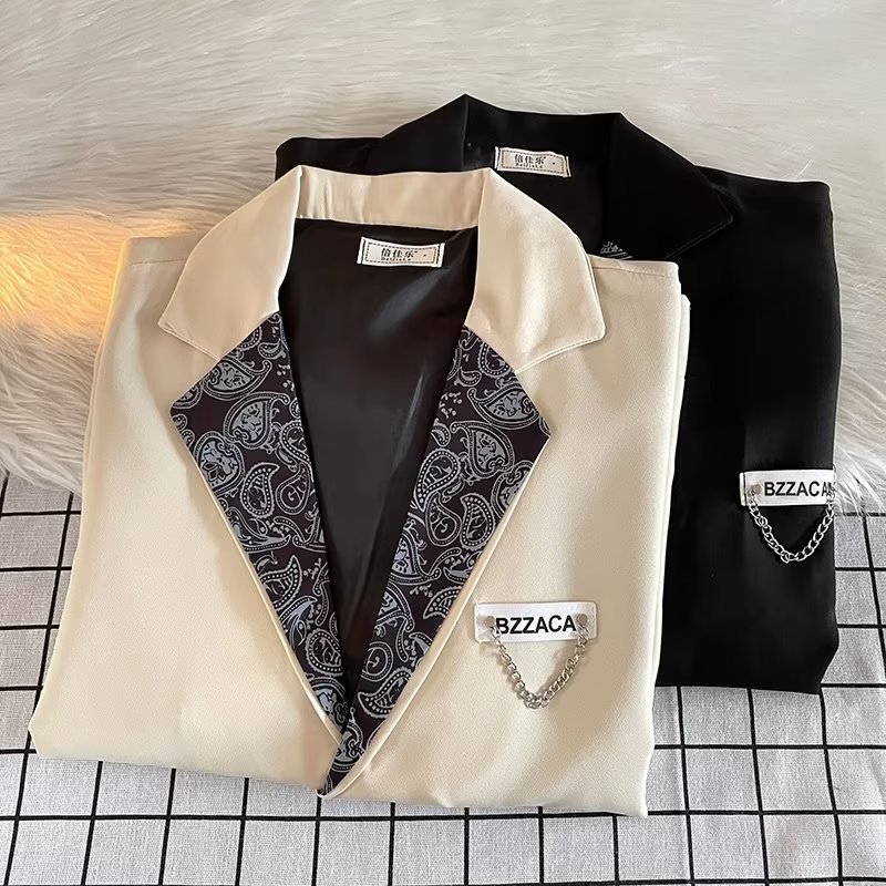 Diablo flor de anacardo traje de costura chaqueta de hombre primavera y otoño ins tendencia suelta bf casual traje pequeño top