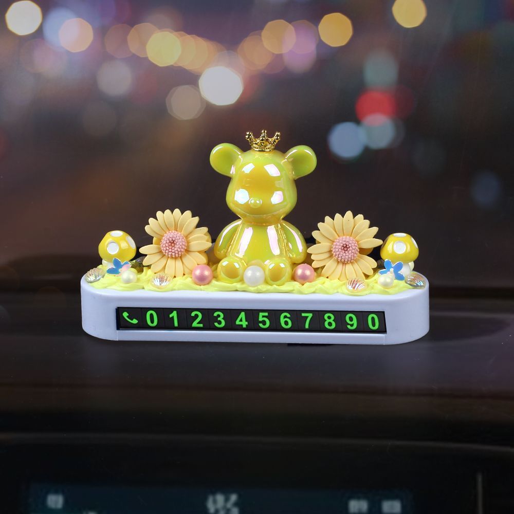 2016 nuevo adorable cartón de dibujos animados crema placa de estacionamiento corona oso coche placa de estacionamiento temporal placa de movimiento de automóviles