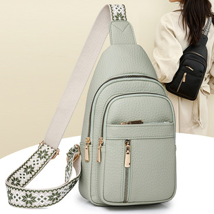 New Bags Cross-Border Popular Women's Chest Bag Retro Versatile Pu Crossbody Bag Casual Fashion Women's Shoulder Bag