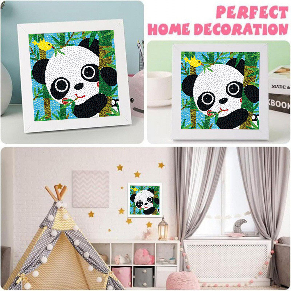 Nuevo kit creativo de pintura de diamantes DIY para niños, diseño de panda de dibujos animados, juguete de niña, pegatinas bonitas, pintura de diamantes completa, transfronterizo