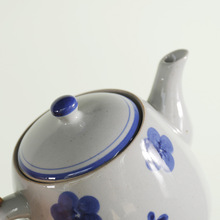 2D5M批发陶瓷手柄式大茶壶 复古手绘青花瓷耐高温泡茶壶1升餐厅茶