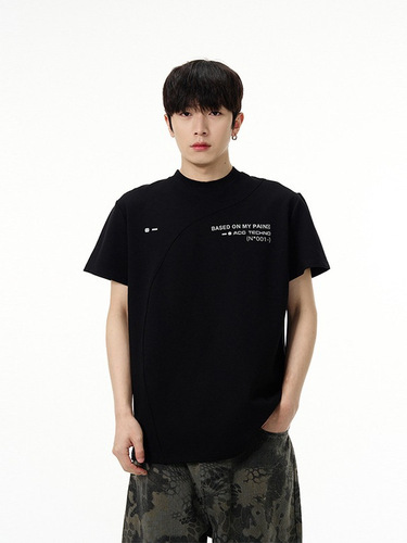 American street style cleanfit deconstructed short-sleeve men's T-shirt summer port style loose casual men's clothing