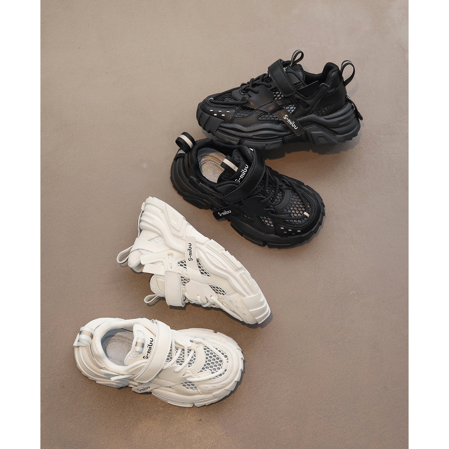 Women's shoes 2024 spring and autumn new boys net shoes dad shoes running shoes breathable children's sneaker white shoes