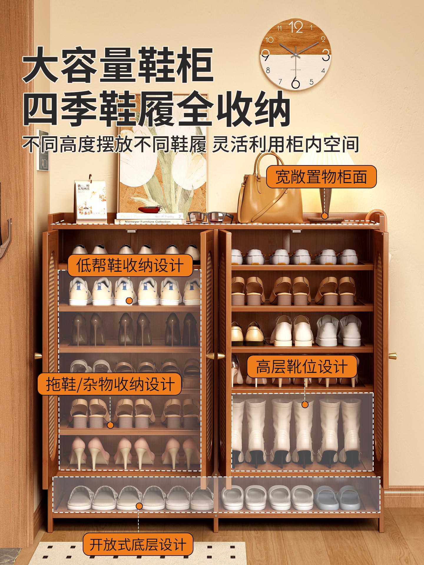 ♔ Shoe Rack for Home Entrance, Multi-Layer Indoor Shoe Cabinet with Door, Dust-Proof, Integrated Shoe Storage Cabinet for Hallway Entryway