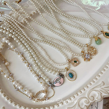法式复古锆石花朵土星珍珠项链轻奢小众时尚锁骨链气质高级感项饰