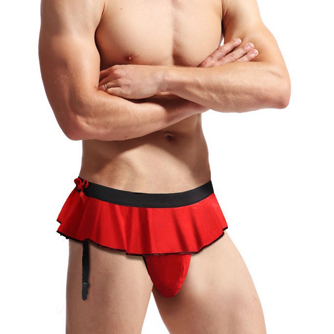 Tzy0860T Men's Sexy Underwear Wholesale Garter Belt Thong T-Pants Double Thong Skirt Pants