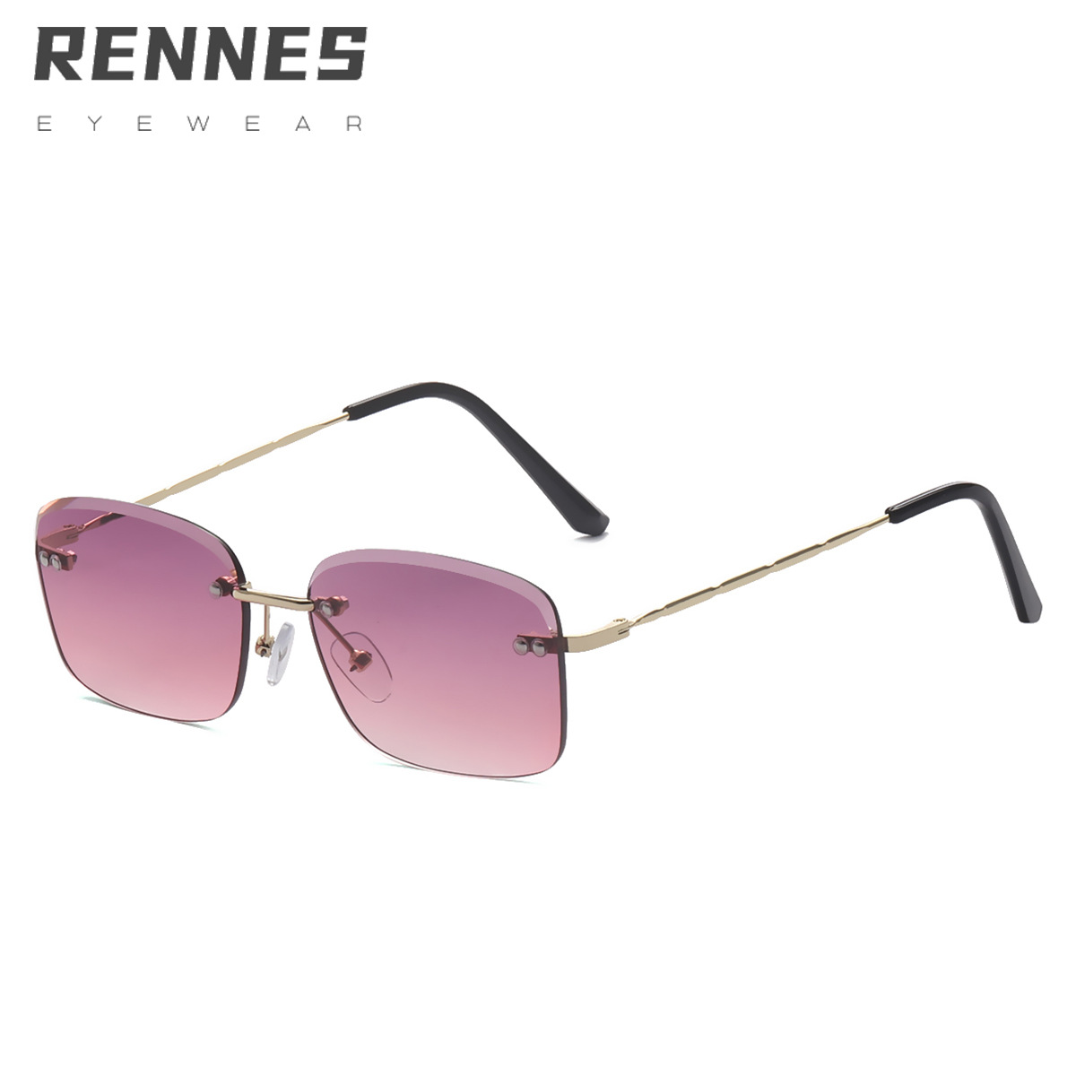 2022 nuevo metal sin montura gafas de sol europeas y americanas ins cuadrado simple playa gafas de sol 81053