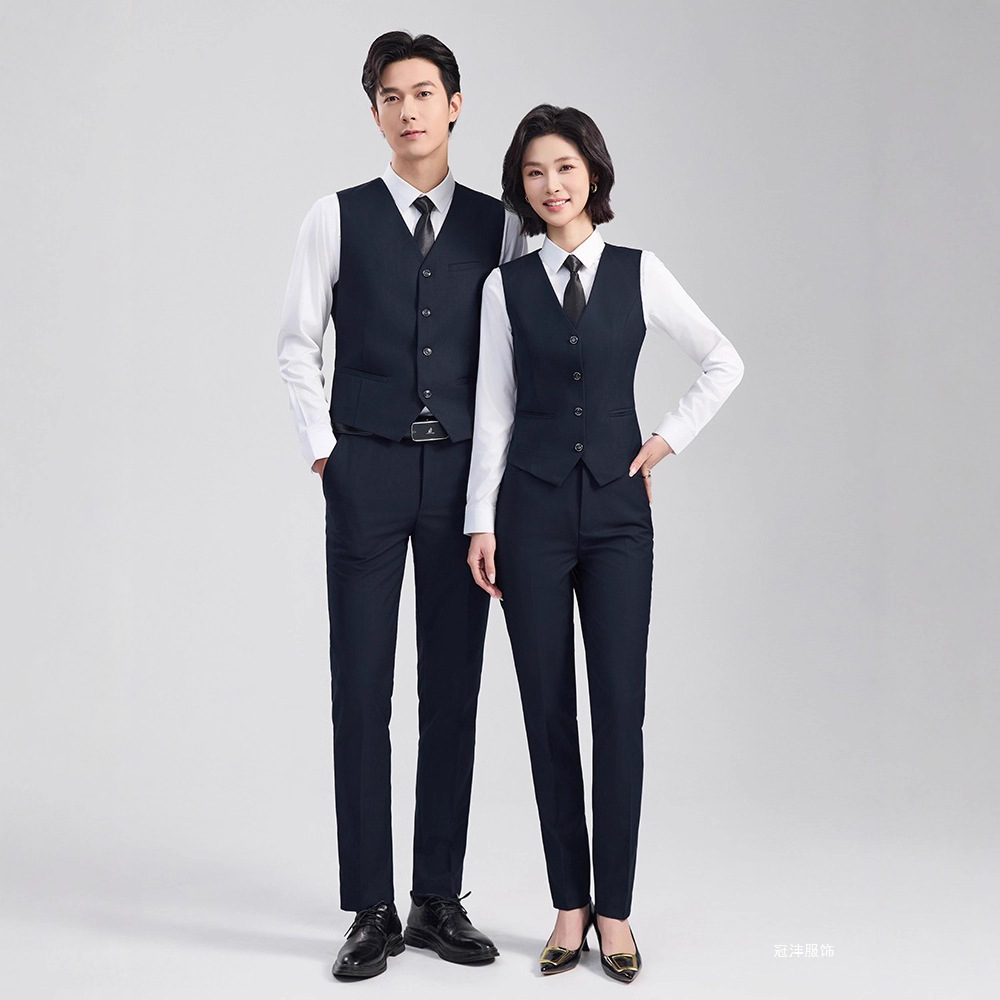 修身套装男职业背心服务员大码西装马甲餐厅前台商务气质工作服女