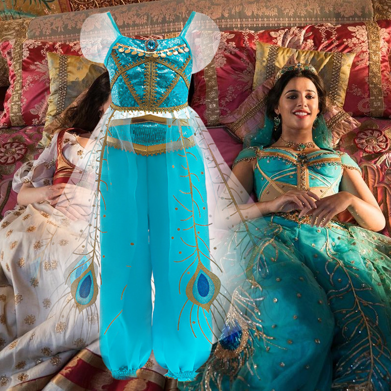 20,22 millones Festival Santo vestido de princesa jazmín vestido nuevo para niños europeos y americanos ropa para niños falda para niña