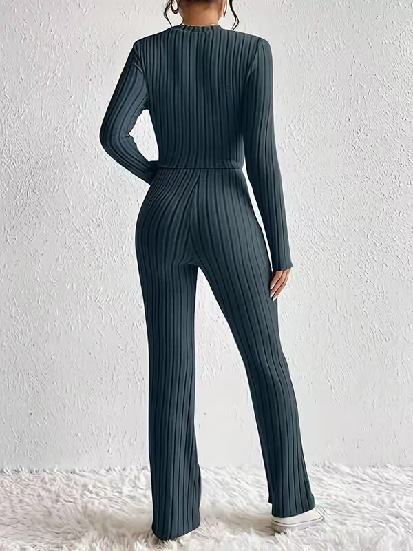 2025秋冬季欧美外贸跨境  时尚休闲纯色两件套 女式短款上衣|undefined
