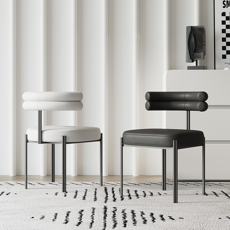 이탈리아 미니멀리스트 디자이너 다이닝 체어, 홈 다이닝 테이블 및 의자, 가벼운 럭셔리 및 고급 메이크업 스툴, 블랙 등받이 의자, 심플