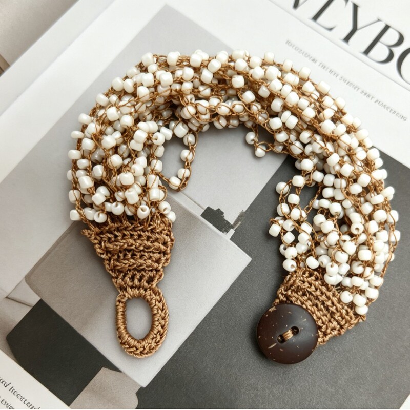 Bohemian Heavy-Duty Woven Bracelet, Handmade Crochet with Multi-Strand Rice Beads Design, Export-Style Ethnic Hand Jewelry Bohemian Heavy-Duty Woven Bracelet, Handmade Crochet with Multi-Strand Rice Beads Design, Export-Style Ethnic Hand Jewelry