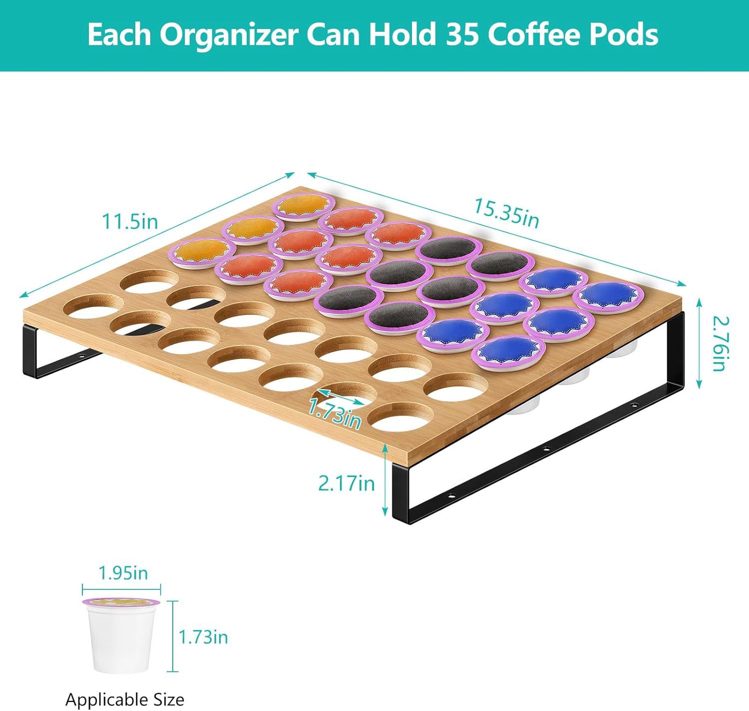 Nuevo producto transfronterizo Soporte de almacenamiento de cápsulas de café combinado con hierro y madera Base de máquina de café Soporte de cápsulas de café de 35 cápsulas