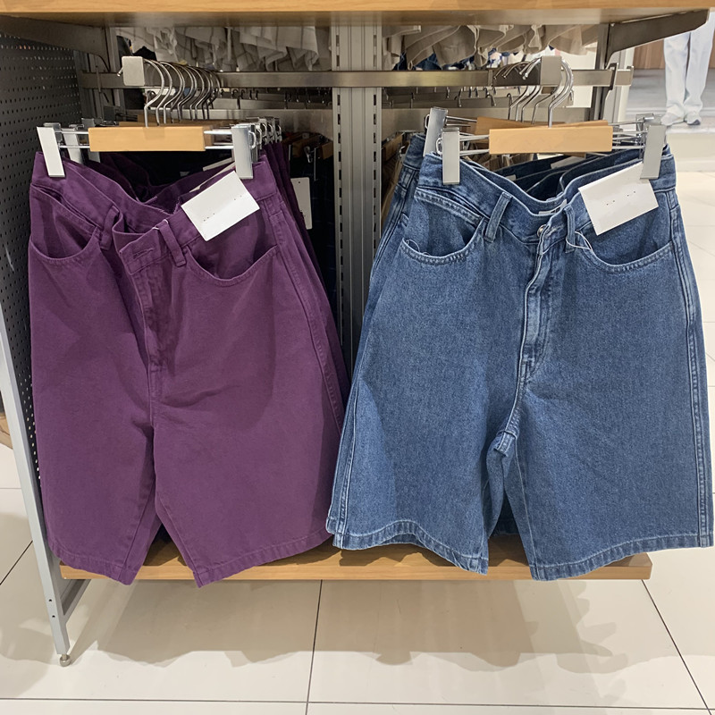 Japanese Women's Wear 25 Spring/Summer Denim Shorts Denim Style Bermuda Style Pants Washed Product Pants 476946