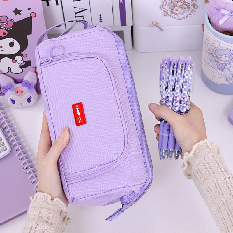 Bolsa de lápiz de ventana transfronteriza tipo barco de gran capacidad caja de papelería portátil de lona de doble capa simple caja de lápiz para estudiantes de primaria y secundaria