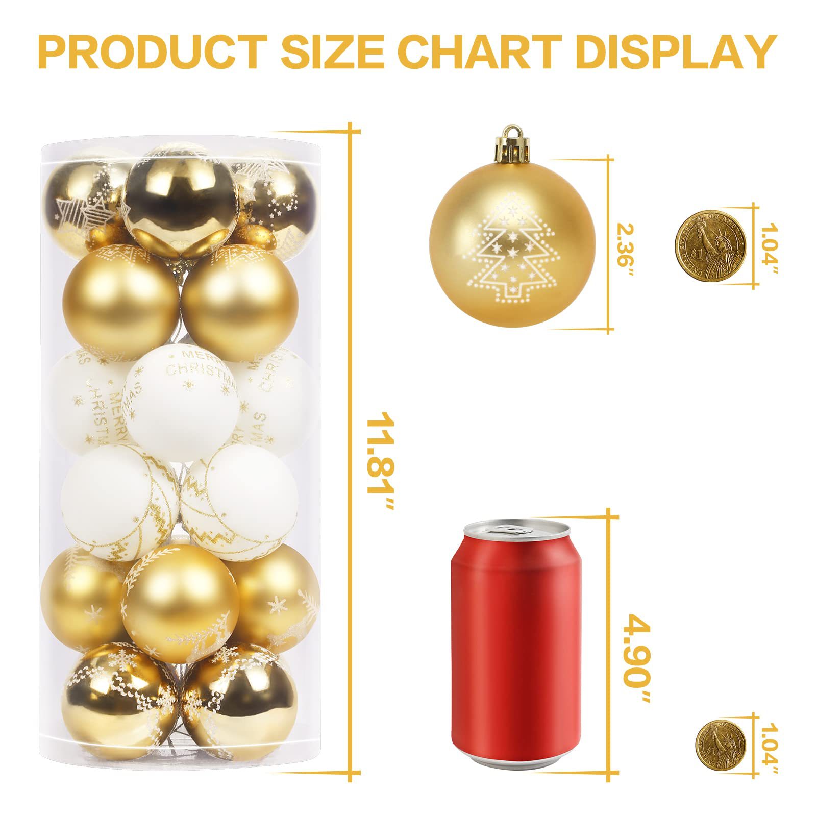 Navidad transfronteriza 6cm 24 cilindros set pintado galvanizado de plástico bola de Navidad árbol de Navidad bola decorativa del centro comercial