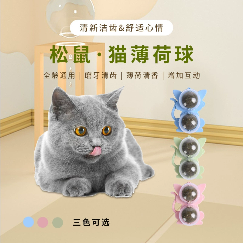 Белка спиннинг мятный шар деревянная оснастка пикантный мяч лизать кошка игрушка котенок закуска от Hi Cat Candy