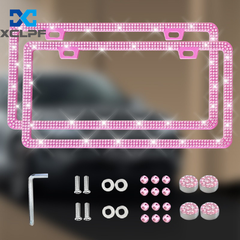 American, Canadian and Mexican Universal Diamond License Plate Frames, Three Styles of Plastic Acrylic Diamond License Plate Frames