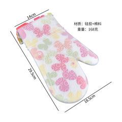 Silicone padded oven gloves with large eyes, slanted and flat openings, thickened and padded silicone heat-resistant gloves
