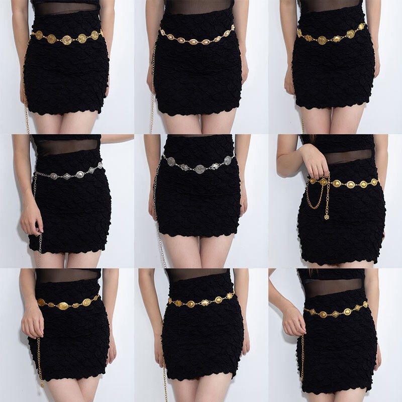 Tweed Style Waist Chain Accessories, High-End Rhinestone Metal Chain Belt, Fashionable and Versatile with Skirt, Shirt, Waist Chain for Women