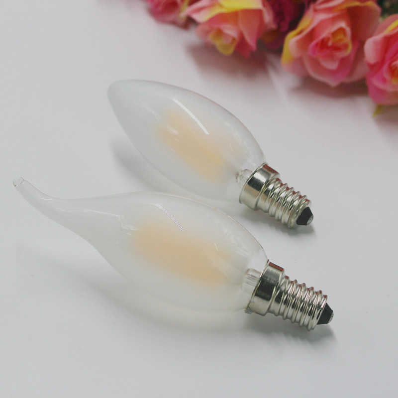 LED esmerilado lámpara de filamento bombilla de la vendimia bombilla de la vela señaló tire de la burbuja de la cola bombilla decorativa E14