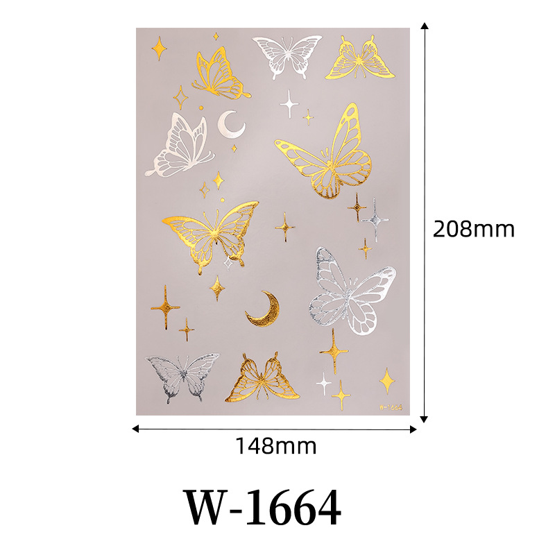 Pegatinas de tatuaje de estampado transfronterizo impermeable Europa y América plata estampado metal estampado tatuaje flash pegatinas de tatuaje desechables temporales personalizadas