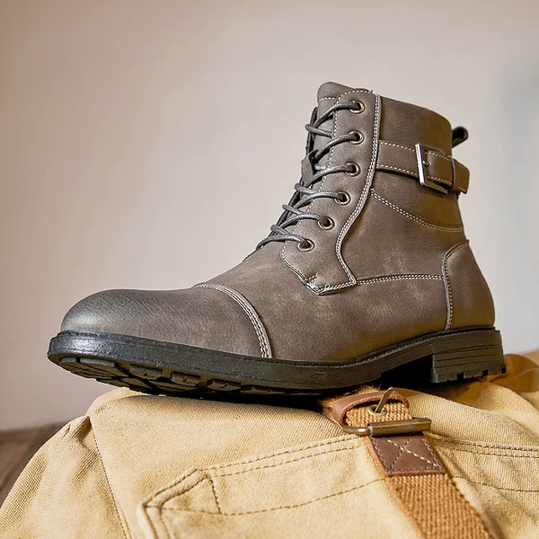Autumn and Winter Work Boots 2026 New British Style Men's Martin Boots Non-Slip Retro Lace-Up High-Top Round-Toe Leather Boots with Side Zipper