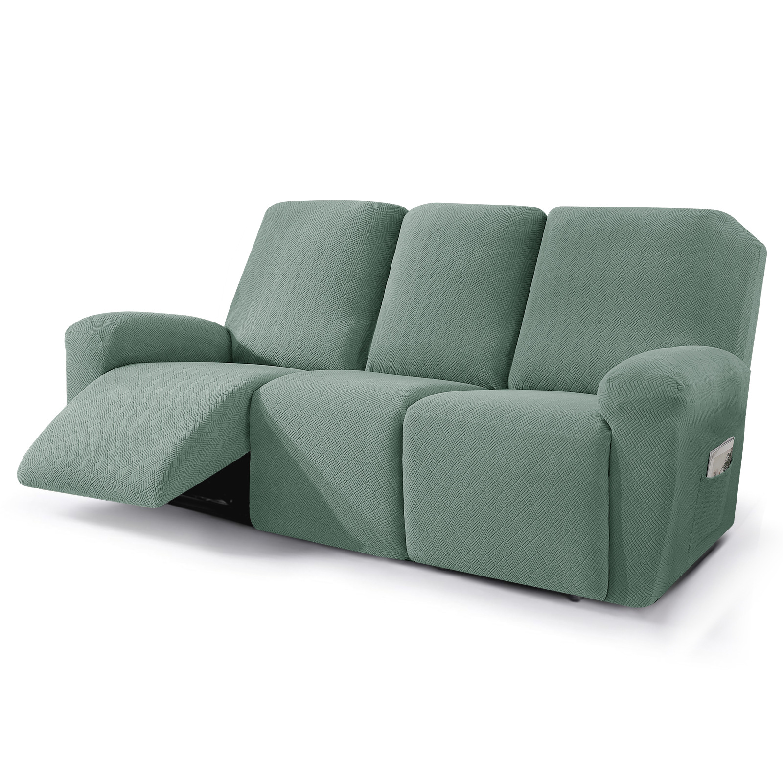 Nueva cubierta de sillón reclinable Jacquard diamante cubierta de sillón reclinable elástica cubierta de sofá de cuatro estaciones con bolsillo cubierta de sillón de masaje de color sólido