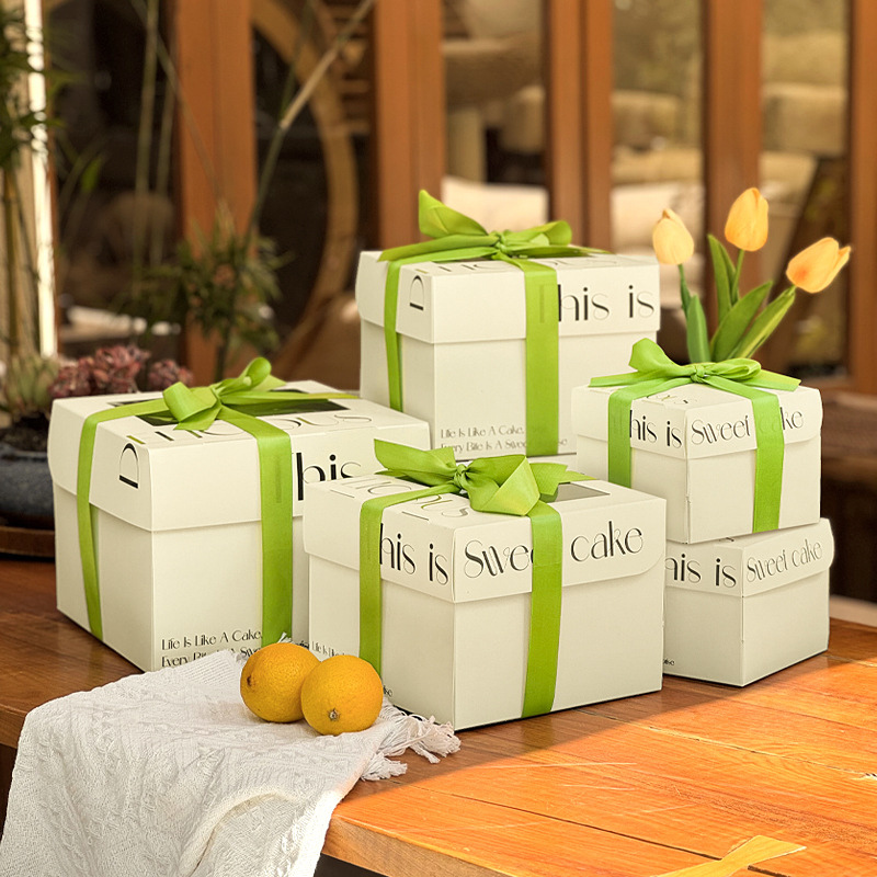 网红撞色切块打包盒切件包装盒外卖盒3寸幕斯蛋糕盒甜品盒