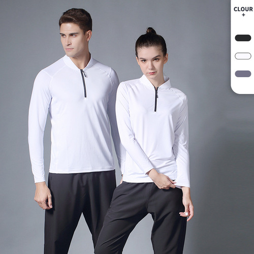  New Long-Sleeve Men and Women Autumn/Winter Thin Breathable Half-Sleeve Casual Running Fitness Clothes Fashion Training Team Uniform