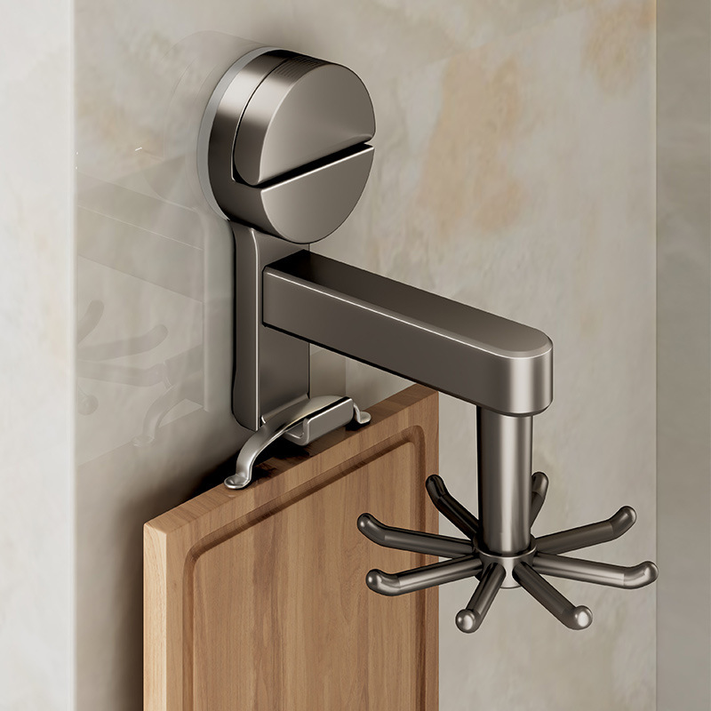 Kitchen Rotary Hook Wall-Mounted Storage Rack Kitchenware Storage Rack Pot Shovel Spoon Shovel Hanger Punch-Free Shelf