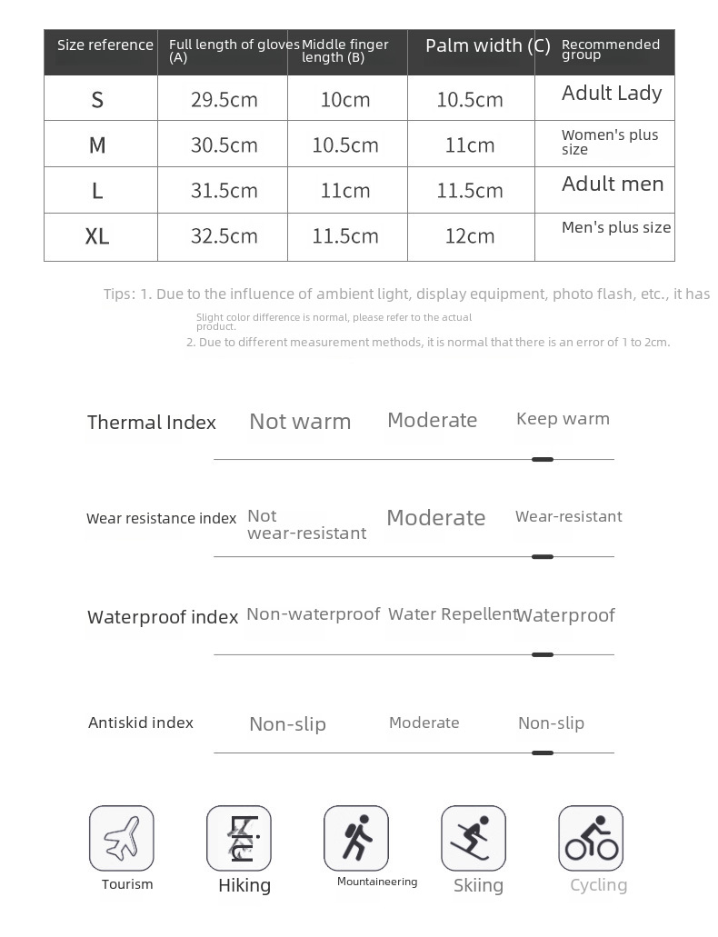 Men's ski gloves warm winter windproof velvet ski non-slip sports waterproof cold-proof touch screen velvet gloves_maomaolike.com