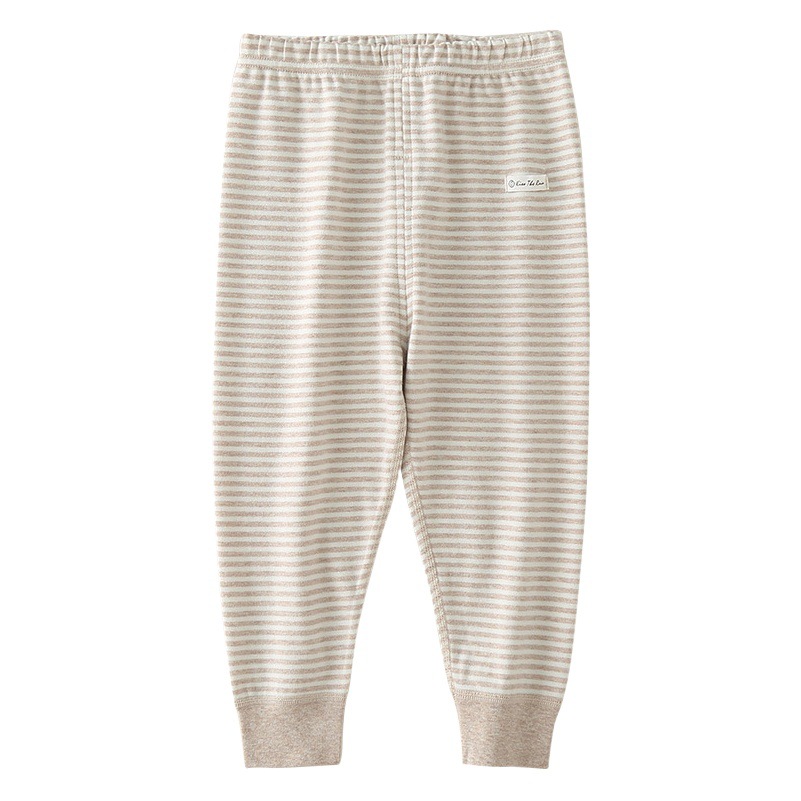 Two-piece baby autumn and winter leggings pajama pants boneless cotton children's long pants spring and autumn boys and girls striped warm pants