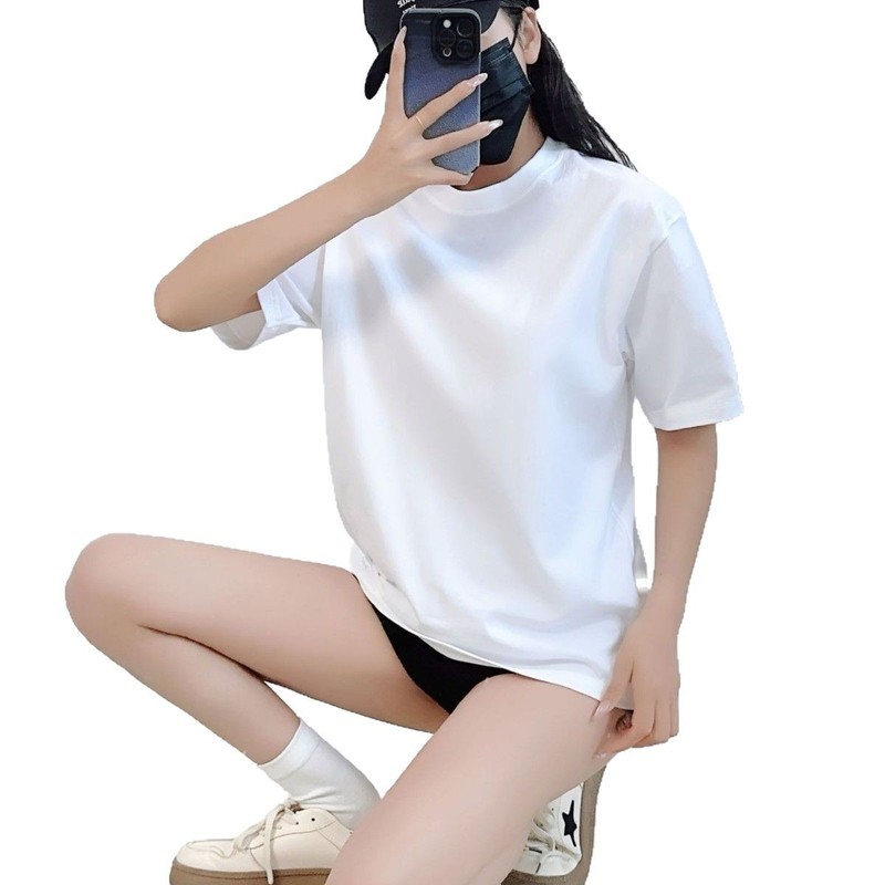 日系重ポンド230G純綿半袖tシャツ女性用純色丸襟百合ゆったりカジュアル半袖tシャツ上着|undefined