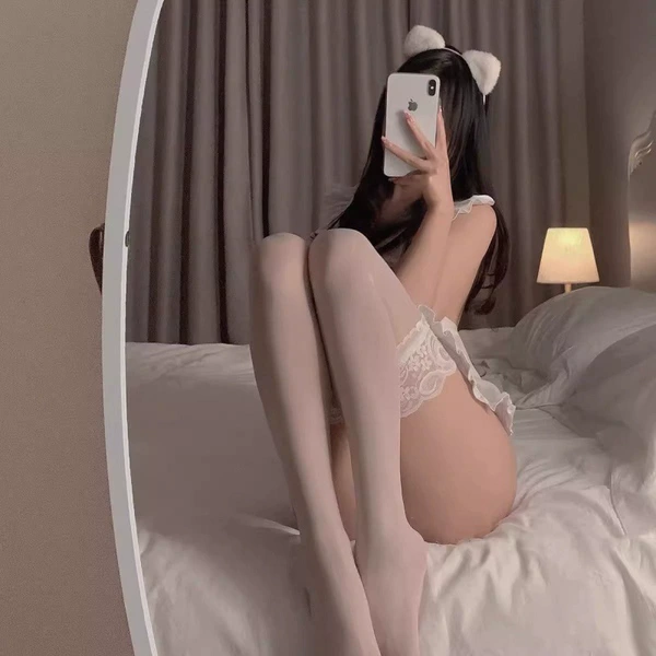 Lace white tights