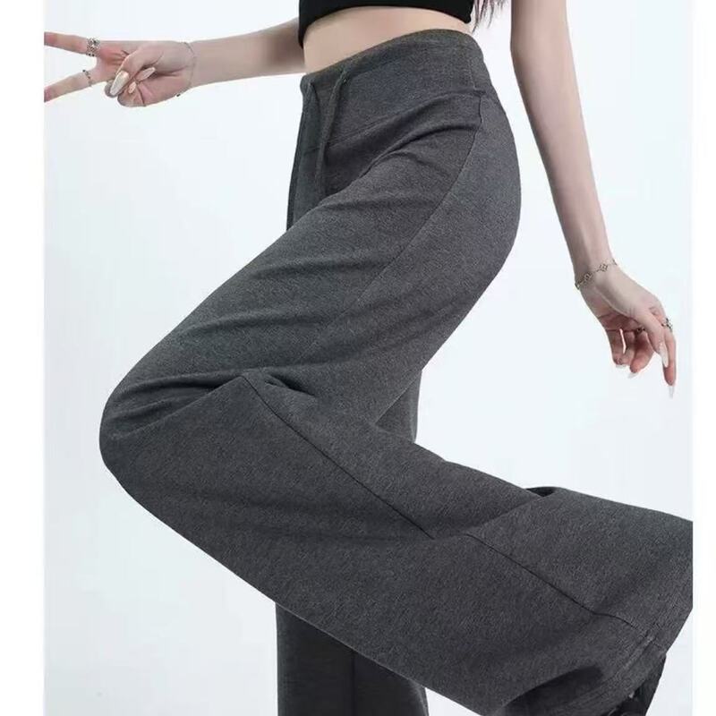 灰色直筒运动裤女2025秋季新款羚羊绒美式休闲卫裤高腰显瘦阔腿裤|undefined