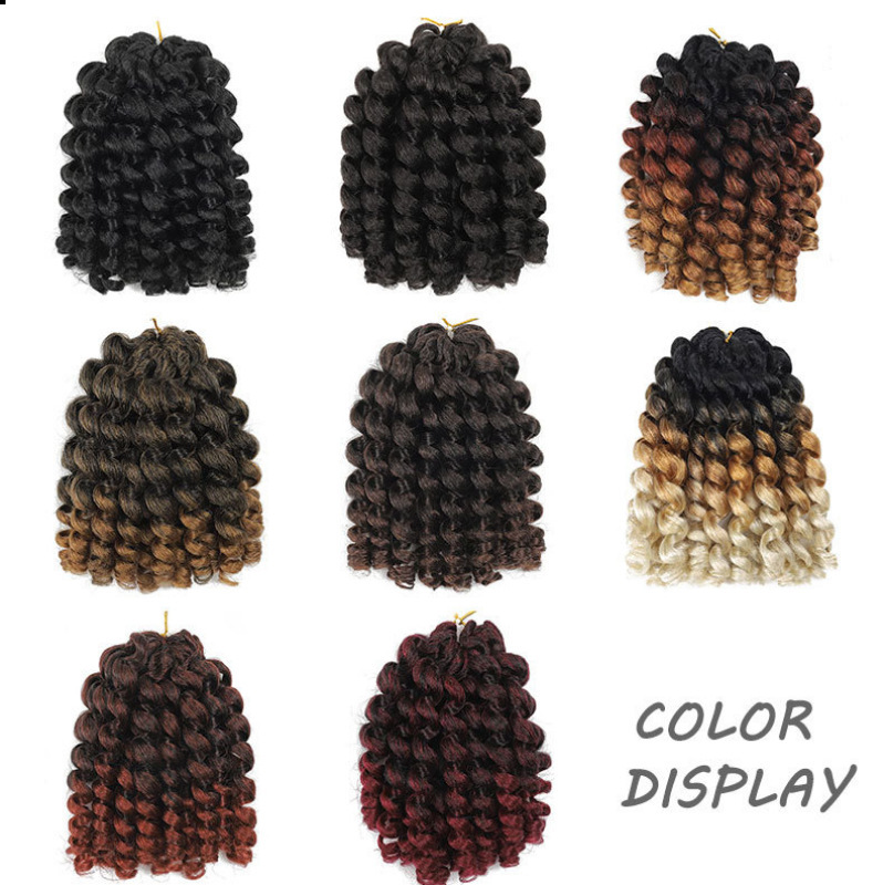 Wig Women's Chemical Fiber Braided Screw Roll African Small Spring Twisted Braid Hair Wand curl Short Curly Hair