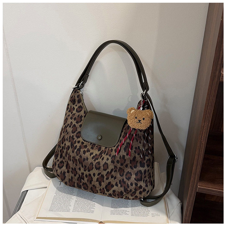 Túi xách nữ đeo vai cỡ lớn , túi xách tay đi làm chất liệu nhung nhung mềm — Bông tuyết nâu Leopard, Quân xanh da báo điện màu, Quân đội xanh, màu cà phê chi tiết 9