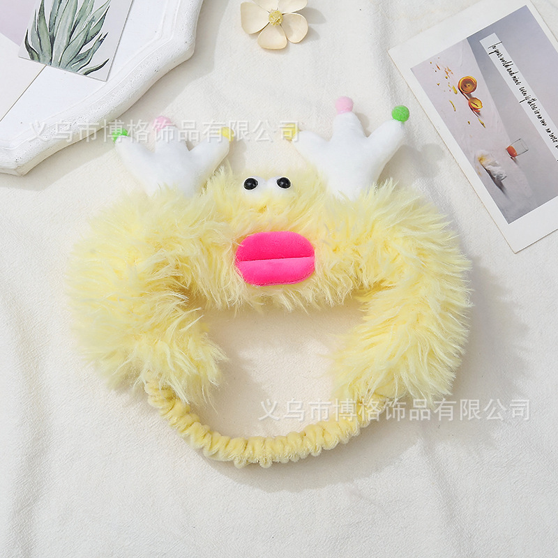 2023 otoño y el invierno nuevo lindo divertido pelo banda estudiante lavado de cara maquillaje felpa Internet Celebrity mismo estilo diadema