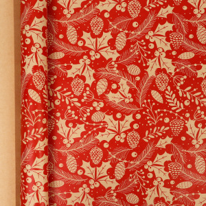 크리스마스 시리즈 - 빨간 솔방울; 43*300cm 롤 포장