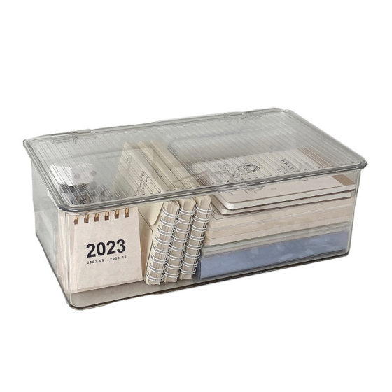 Transparent Acrylic Desktop Storage Box with Lid Book Cosmetics Office Finishing Box Dust-proof Storage Box