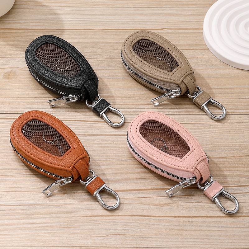 Real Soft Leather Car Key Bag Simple Men's Sunroof Button Universal Key Bag Women's Korean Style Key Storage Bag