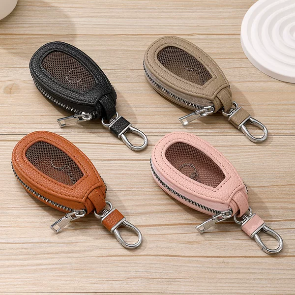 Real Soft Leather Car Key Bag Simple Men's Sunroof Button Universal Key Bag Women's Korean Style Key Storage Bag