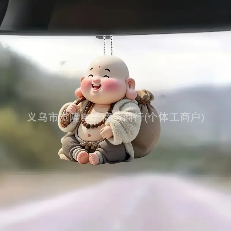 2D creativo nuevo estilo de decoración de vacaciones de Buda gordo pequeño colgante de automóvil transfronterizo colgante de espejo retrovisor colgante de llaver colgante