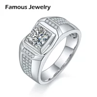 Strength Factory 18K Gold 1 карат Классический властный Муассанит Wenze Class D VVS Мужское кольцо Закрытое Seiko Лидер продаж