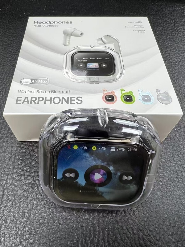 AIRMAX Bluetooth ヘッドセット LCD タッチ カラー スクリーン ノイズリダクション インイヤー透明モデル 超長バッテリー寿命スポーツヘッドセット|undefined