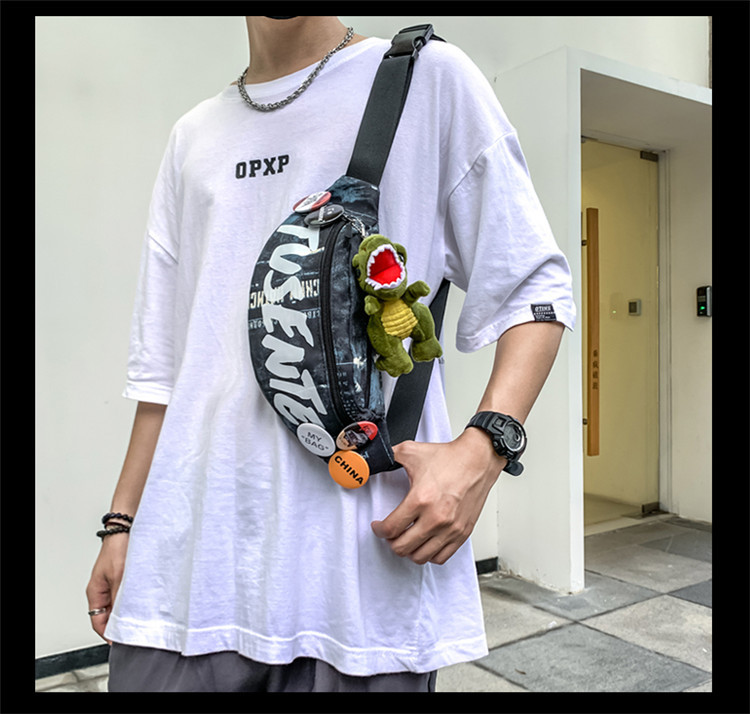 Shoulder Messenger Bag Mens Trendy Brand Chest Bag Student Japanese Style Canvas Minimalism Casual Pouch Ins Super Hot Waist Bag Mens Bagpicture1