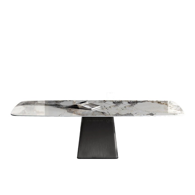 Italiano minimalista Luz de lujo Pandora Rock placa mesa de comedor moderno minimalista restaurante diseñador pequeño apartamento rectangular brillante