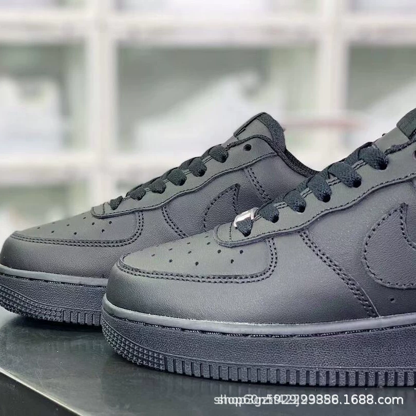 Производители Putian, кросс-бордер, чисто высокая версия, Air Force №1 AF1, чисто белые двойные крючки, Wheat White, сине-черные туфли
